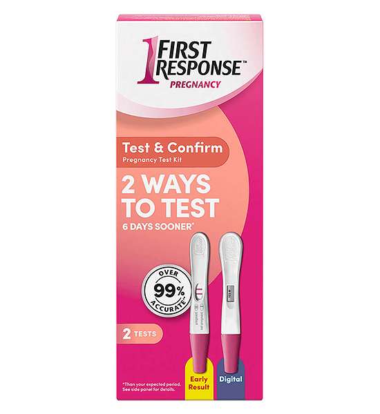 First Response Test and Confirm Pregnancy Test.